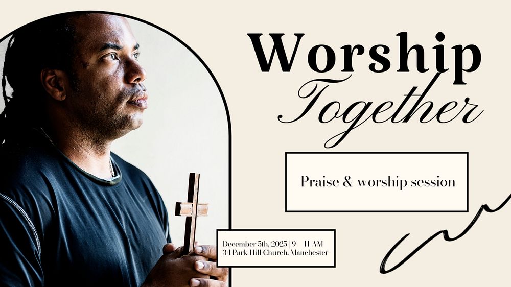 Worship session blog banner template, editable text