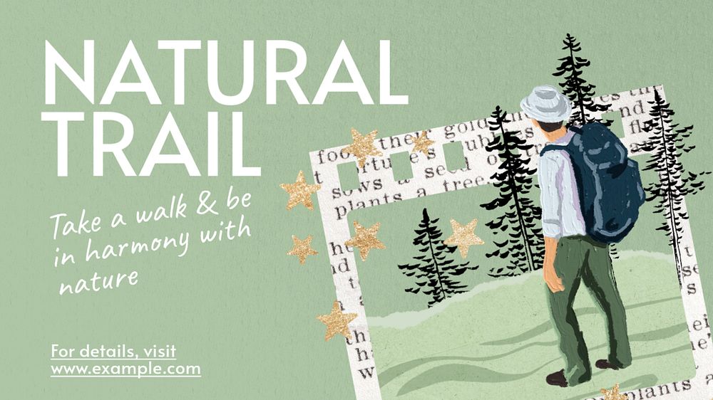 Natural trail  blog banner template, editable text