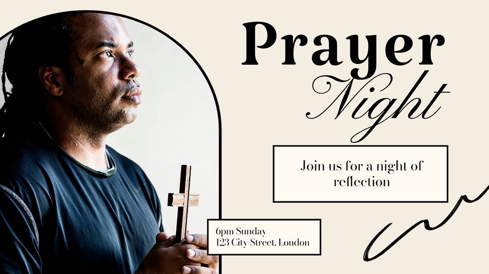 Prayer night blog banner template, editable text