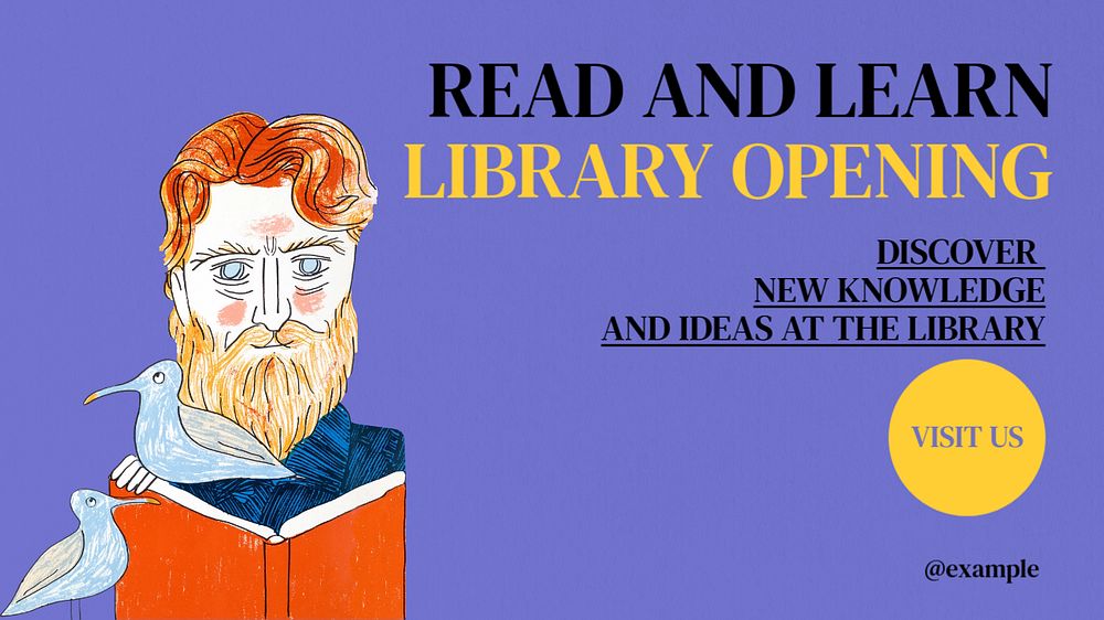 Library open blog banner template, editable text