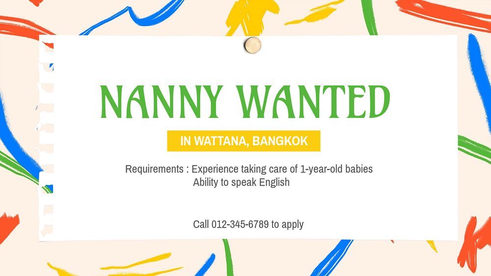 Nanny wanted blog banner template, editable text