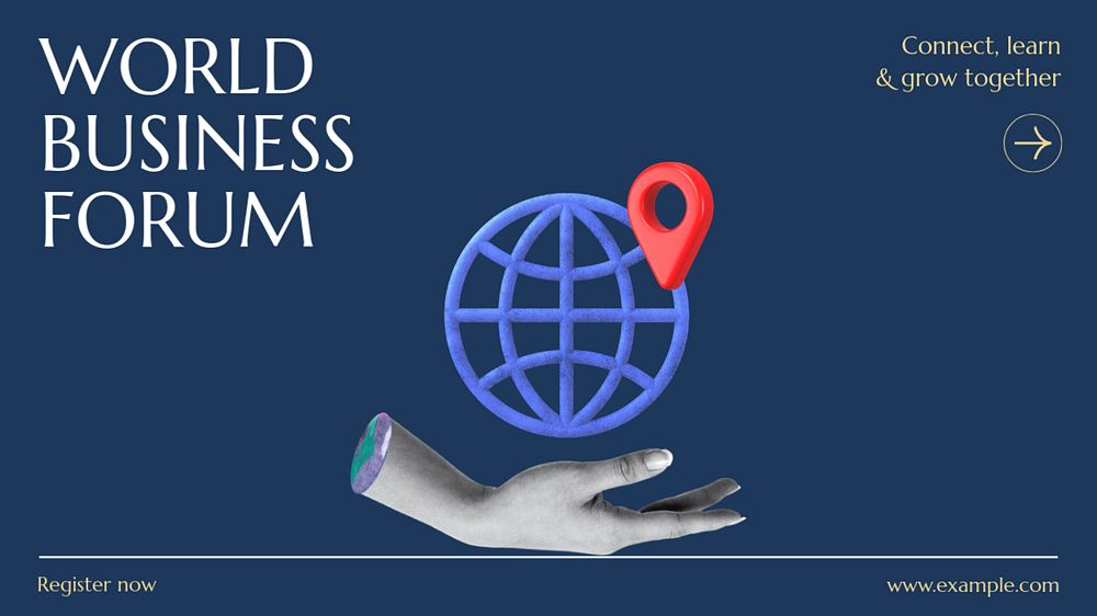 World business forum  blog banner template, editable text