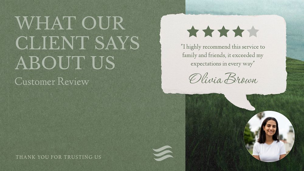 Client review  blog banner template, editable text