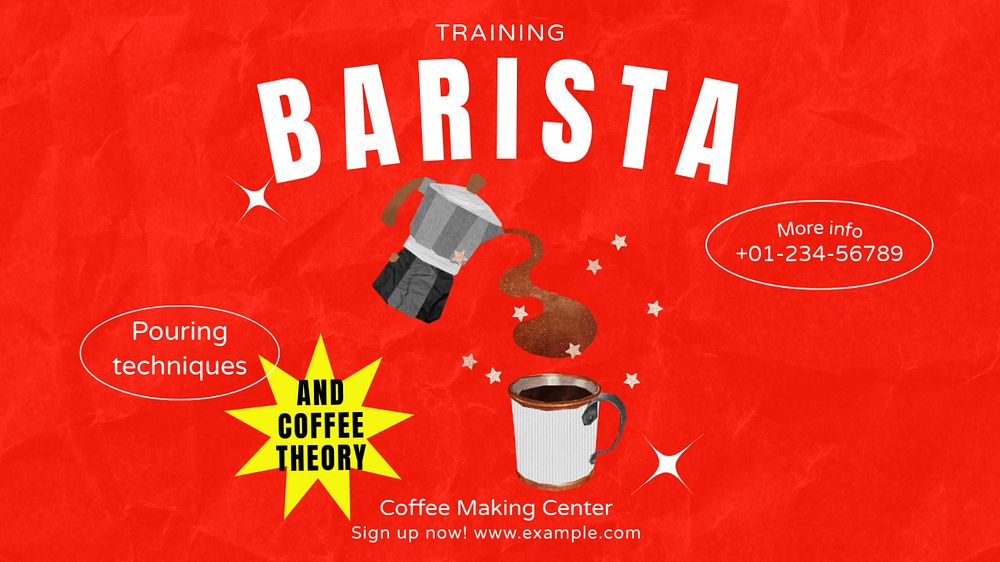 Barista training  blog banner template, editable text