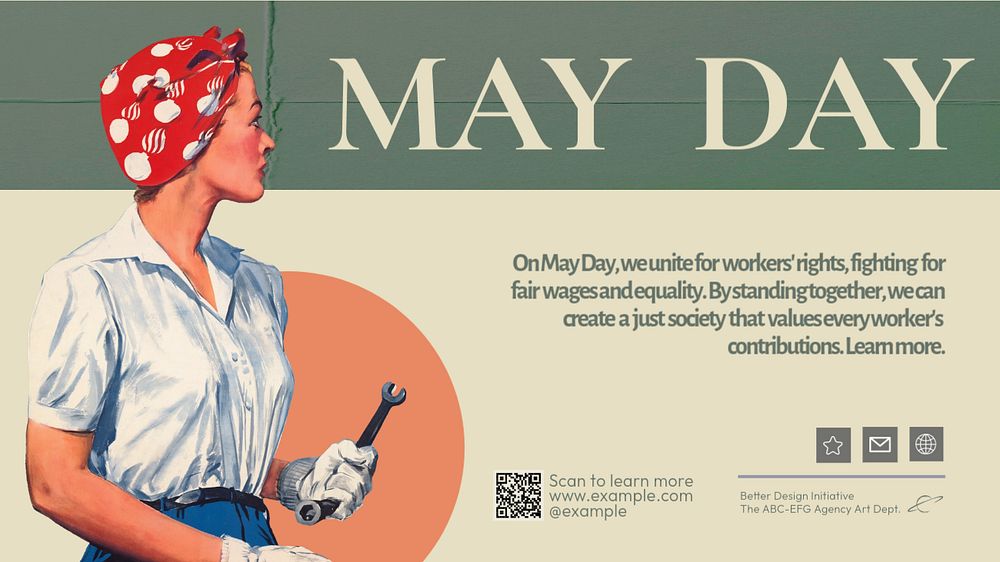 May day  blog banner template, editable text