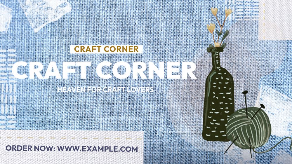 Craft corner  blog banner template, editable text