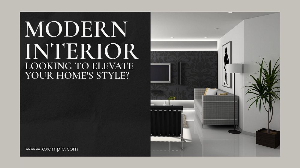 Modern interior blog banner template, editable text