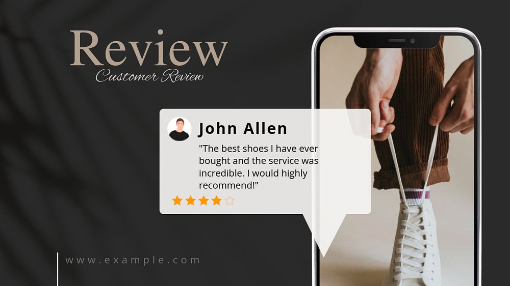 Fashion review blog banner template, editable text