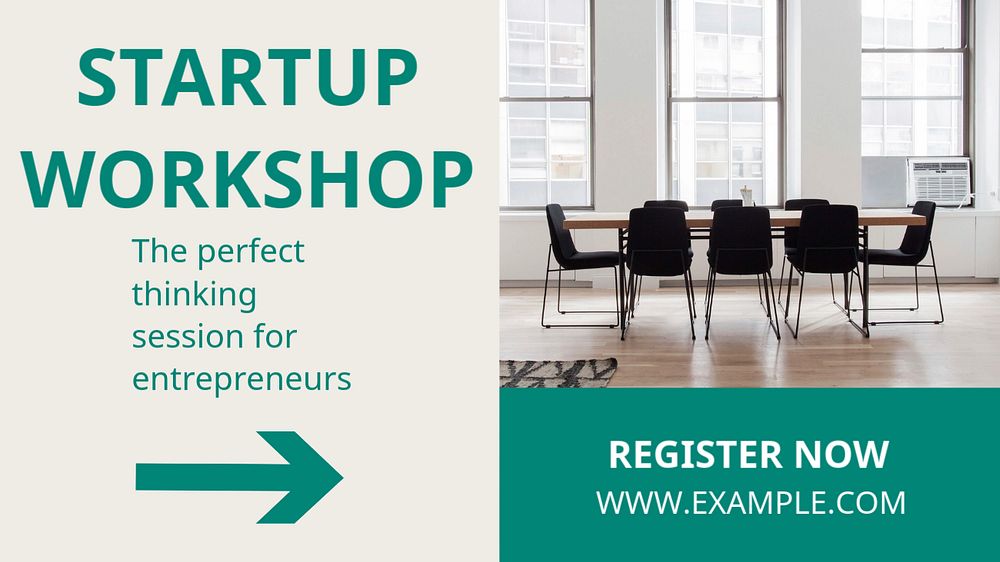 Startup workshop  blog banner template, editable text