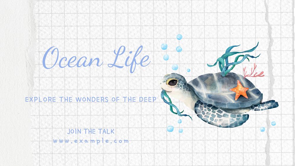 Ocean life  blog banner template, editable text