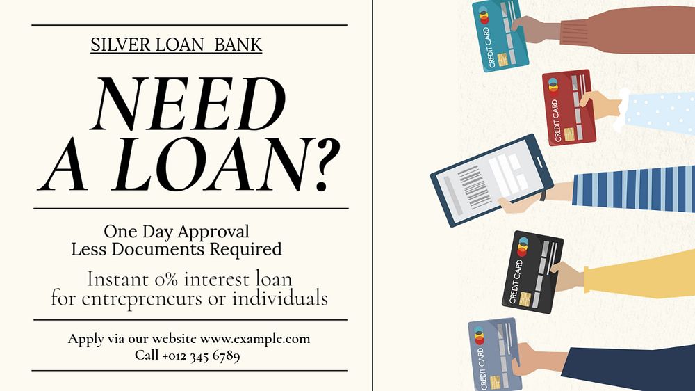 Bank loan  blog banner template, editable text