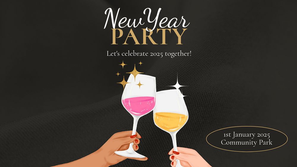 New year party blog banner template, editable text