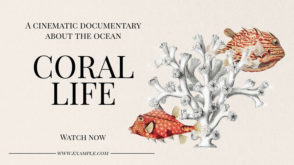 Coral life  blog banner template, editable text