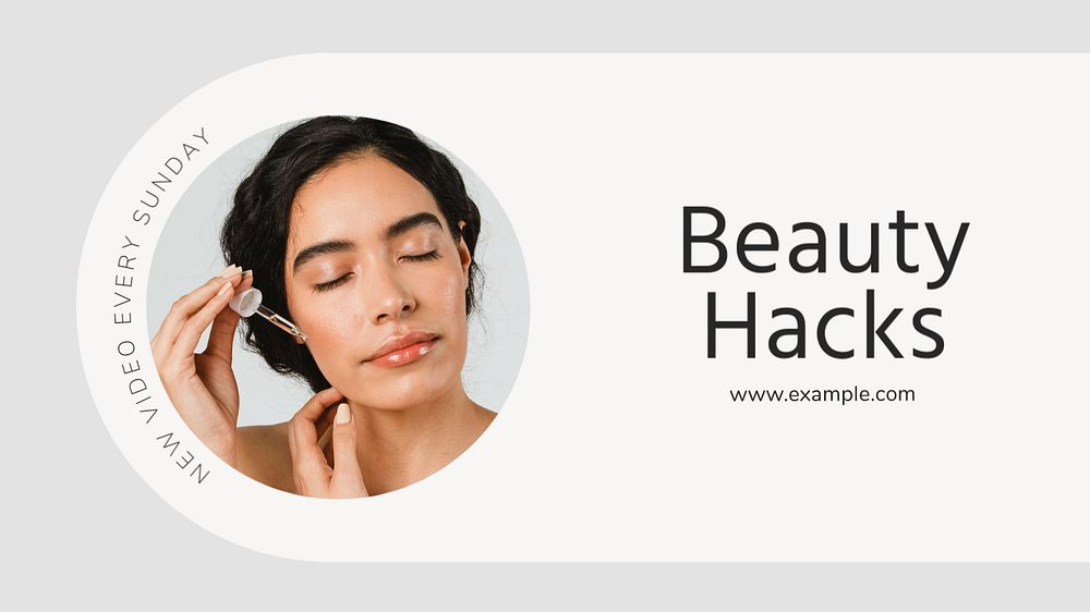 Beauty hacks blog banner template, editable text