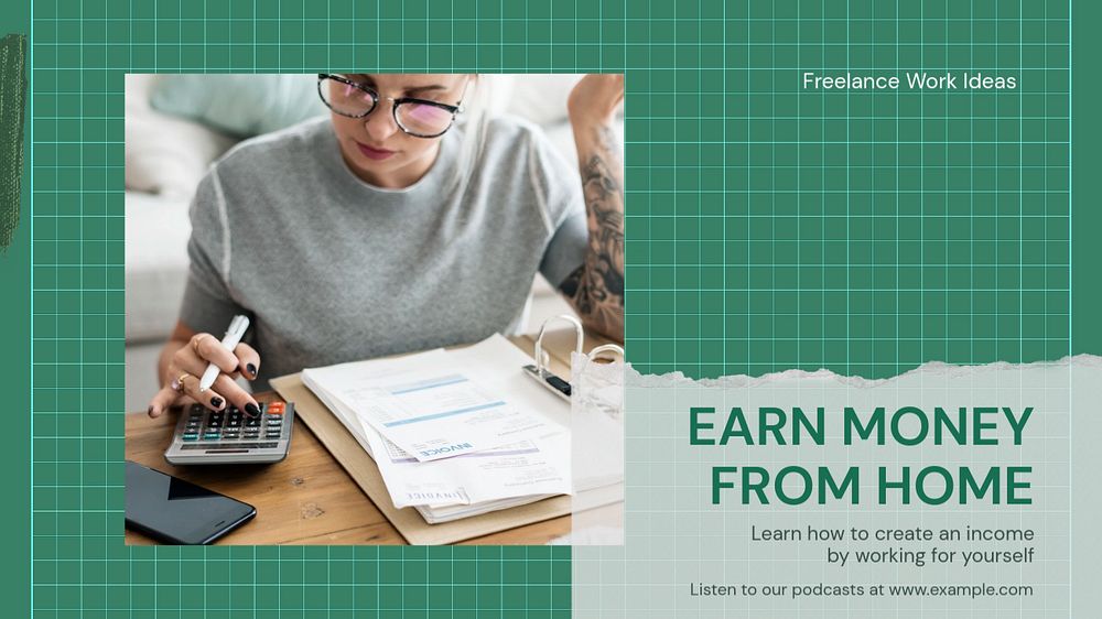 Earn money blog banner template, editable text