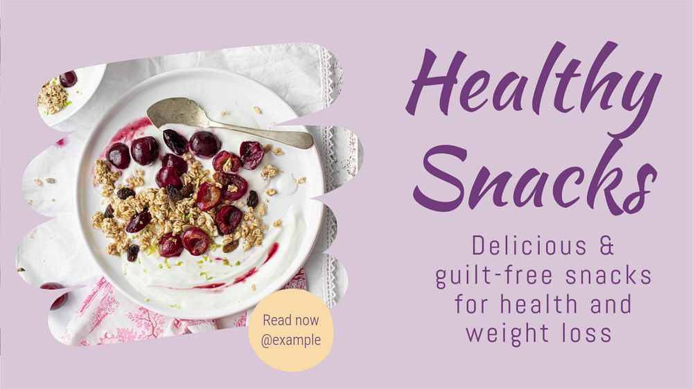 Healthy snacks   blog banner template, editable text