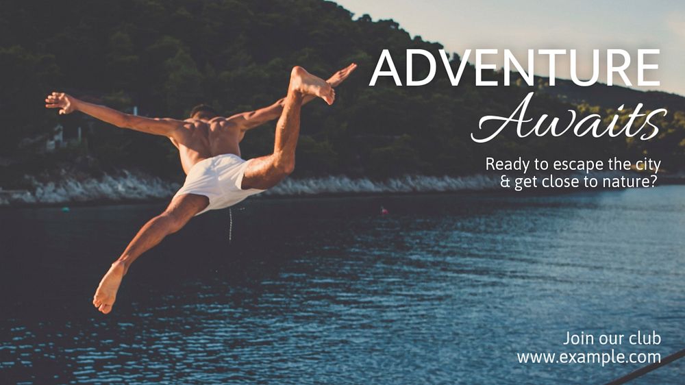 Camping & adventure club blog banner template, editable text