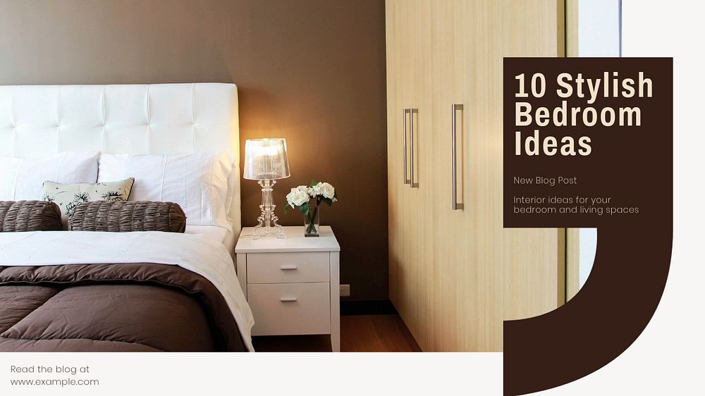 Bedroom ideas blog banner template, editable text