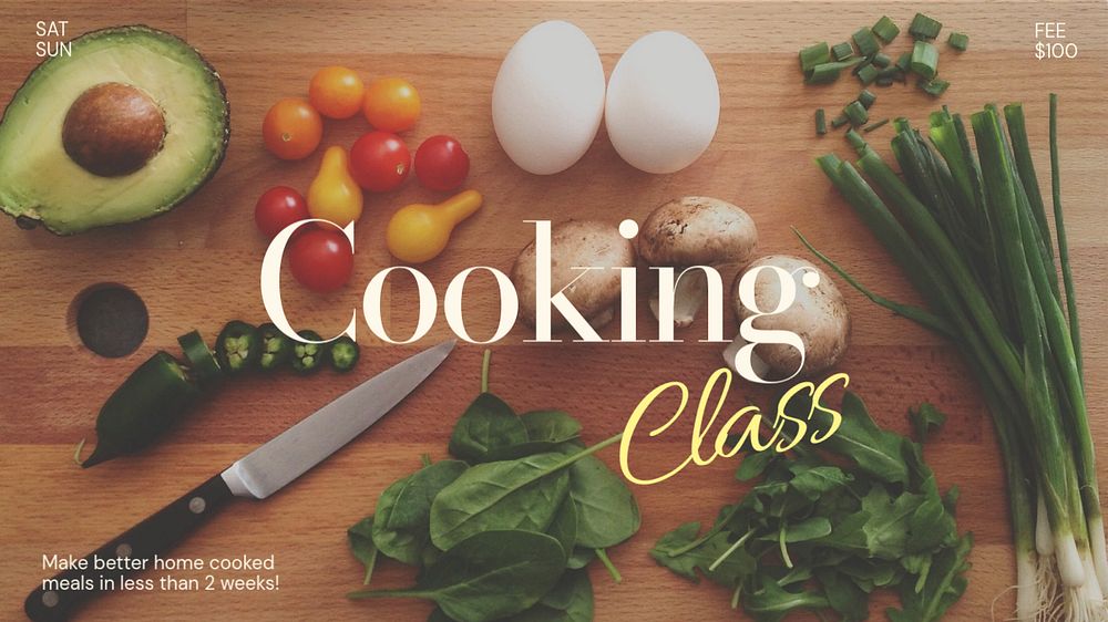 Cooking class blog banner template, editable text