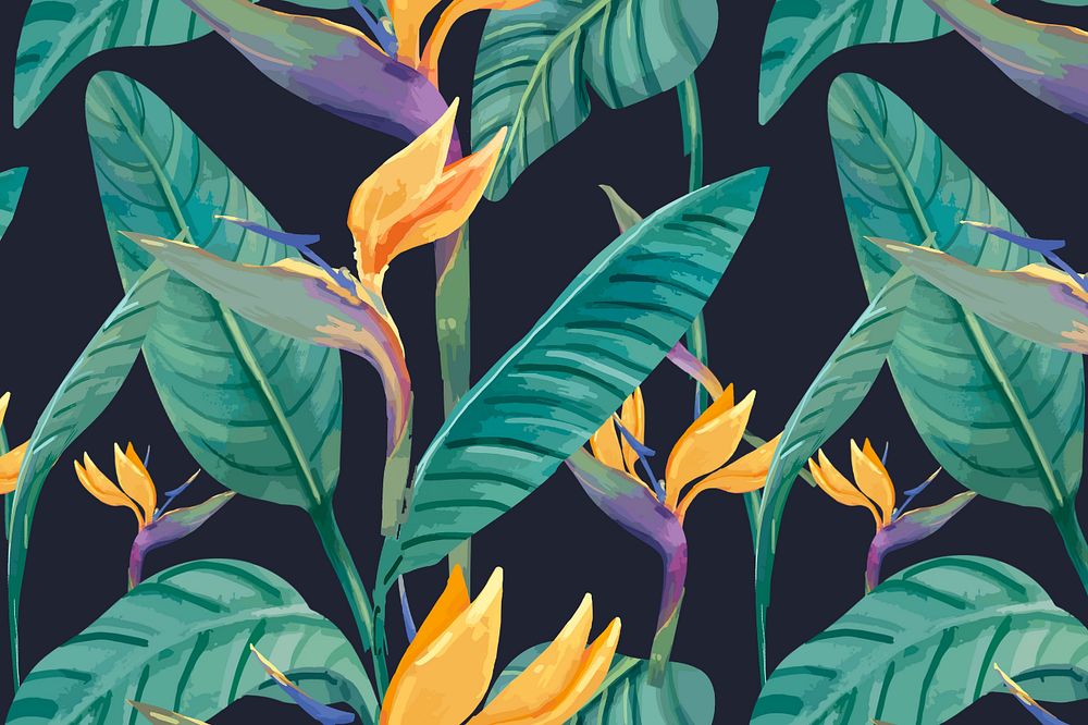 Bird of paradise background, editable flower pattern design