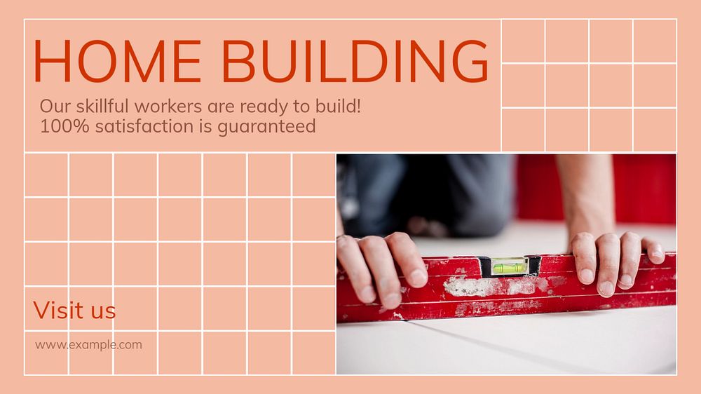 Home building blog banner template, editable text