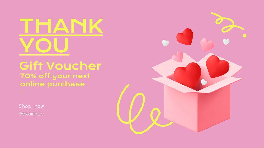 Gift voucher  blog banner template, editable text