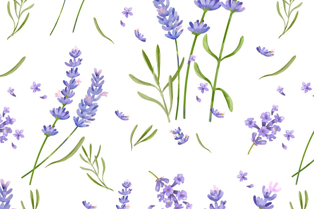 Lavender pattern background, editable watercolor flower design