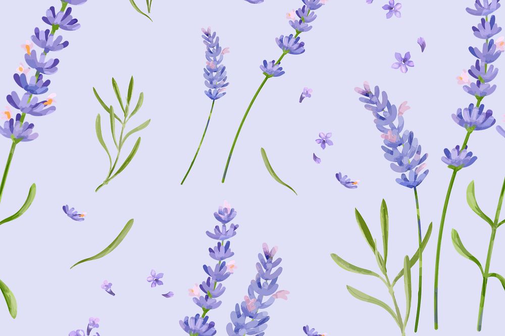 Watercolor lavender pattern background, editable flower design