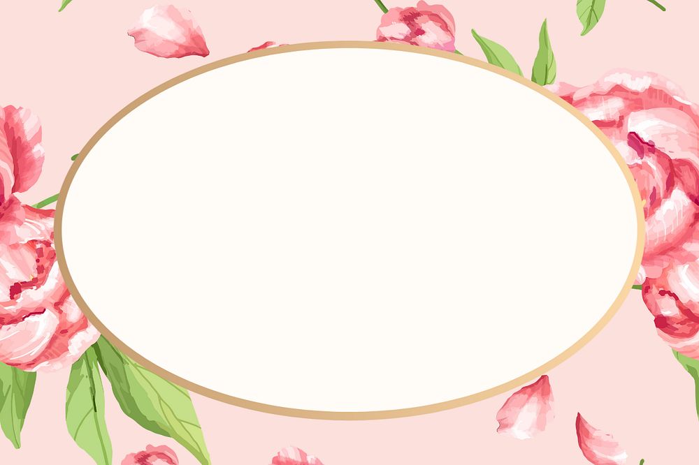 Watercolor xx oval frame, editable flower design