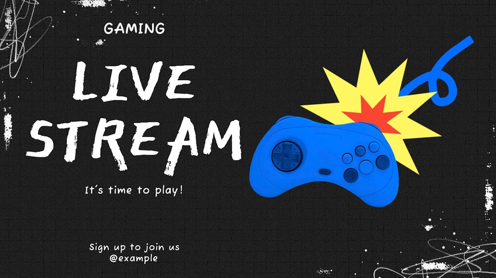 Live game streaming blog banner template, editable text