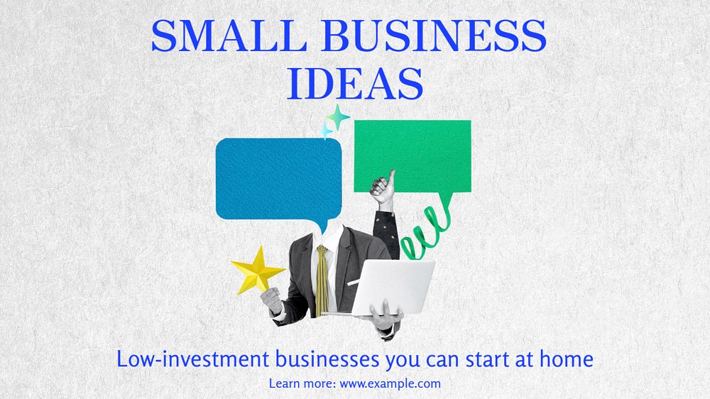 Small business ideas  blog banner template, editable text