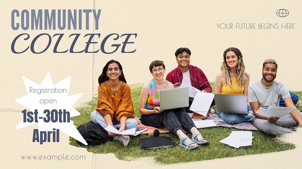 Community college blog banner template, editable text