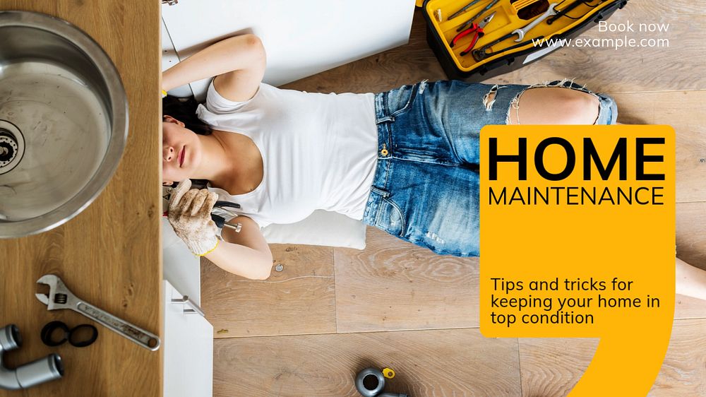 Home maintenance blog banner template, editable text