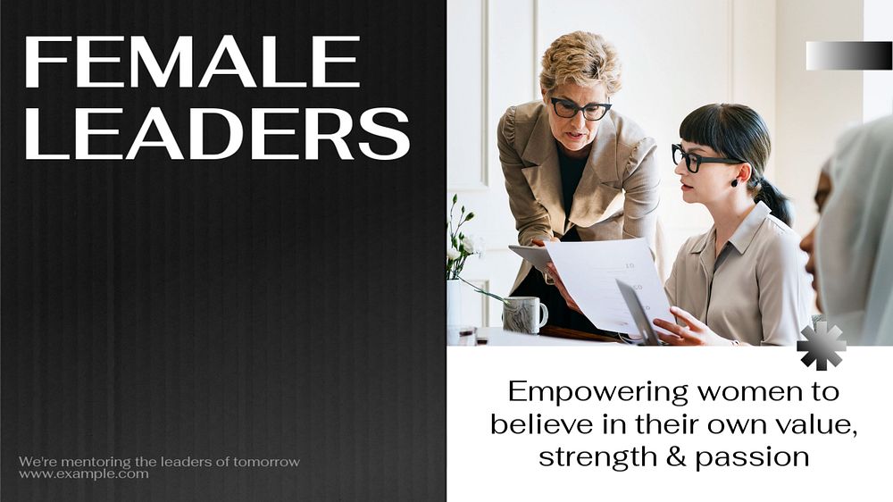 Female leaders blog banner template, editable text