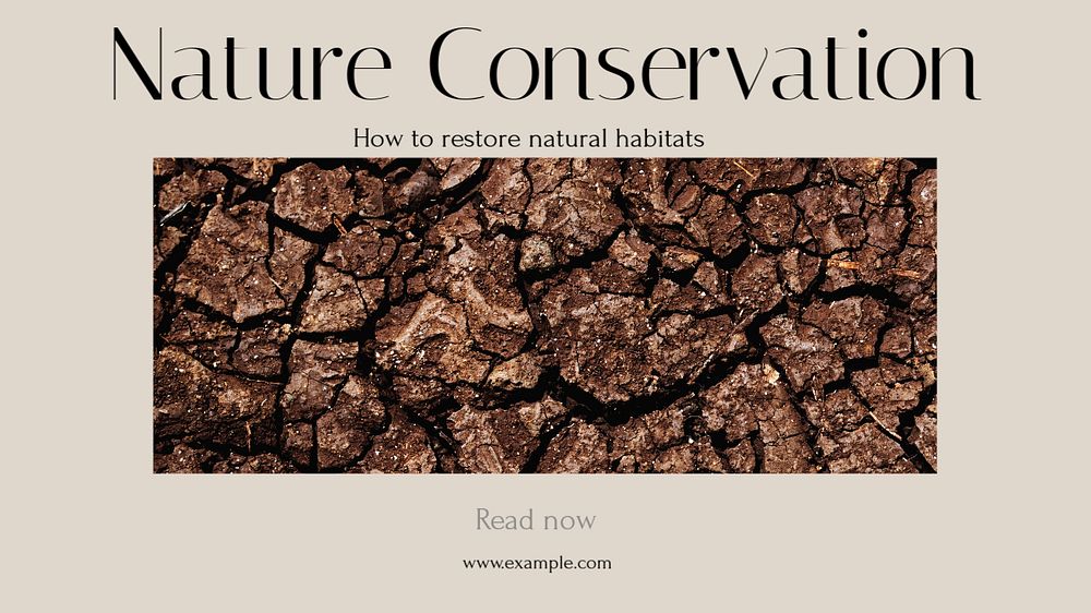 Nature conservation blog banner template, editable text