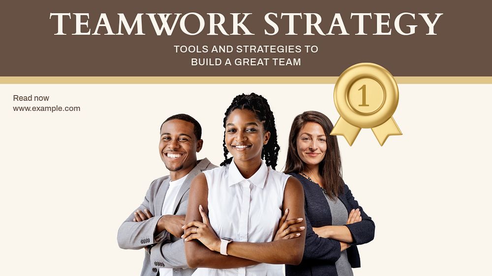 Teamwork strategy  blog banner template, editable text