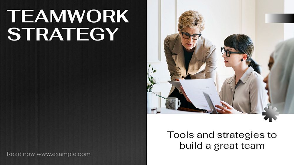 Teamwork strategy blog banner template, editable text