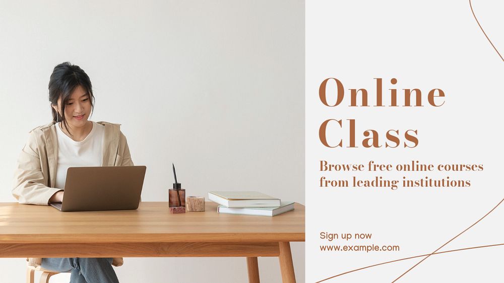 Online class blog banner template, editable text