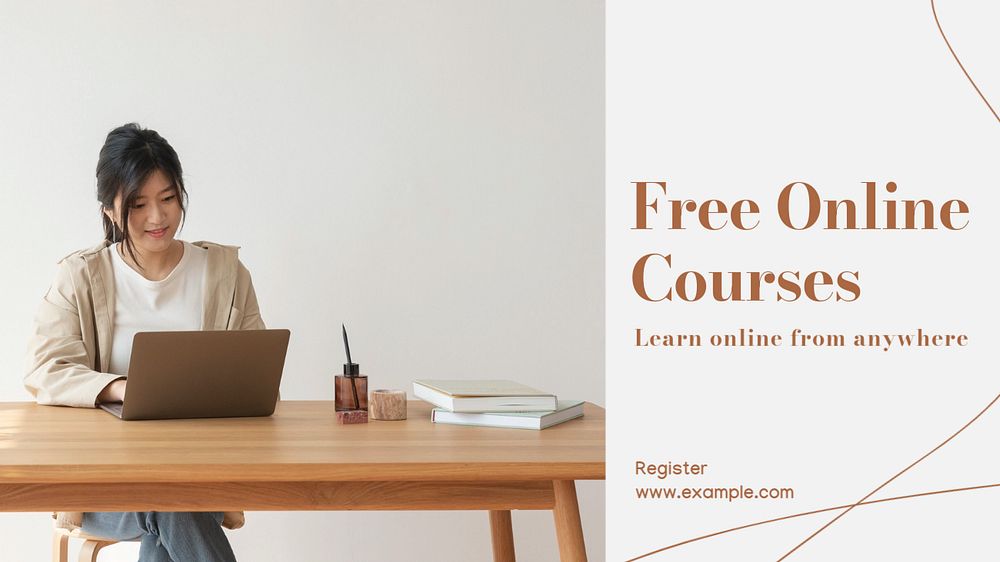 Free online courses blog banner template, editable text