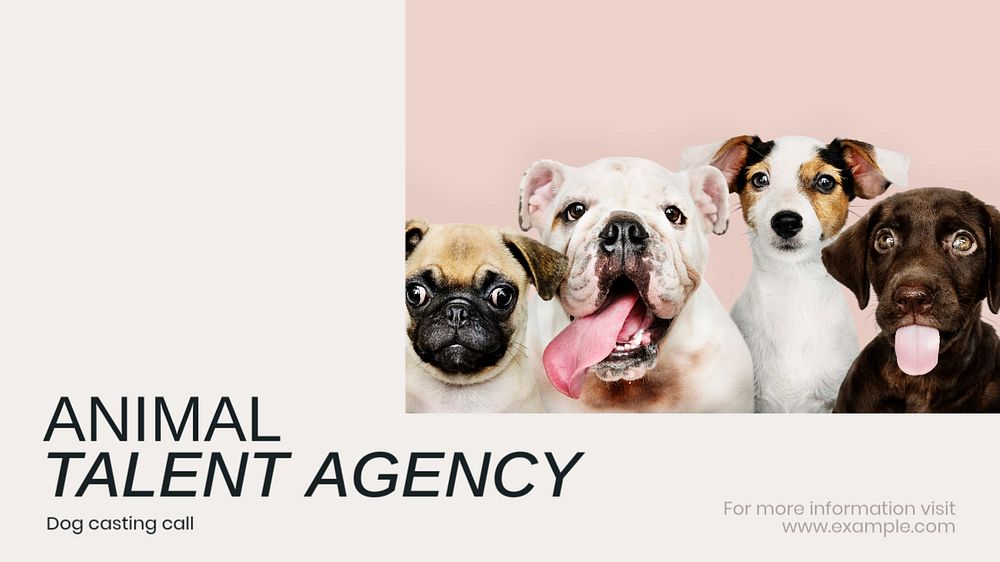 Animal talent agency blog banner template, editable text