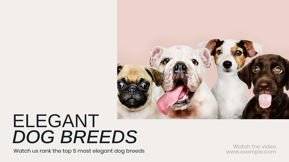 Elegant dog breeds blog banner template, editable text