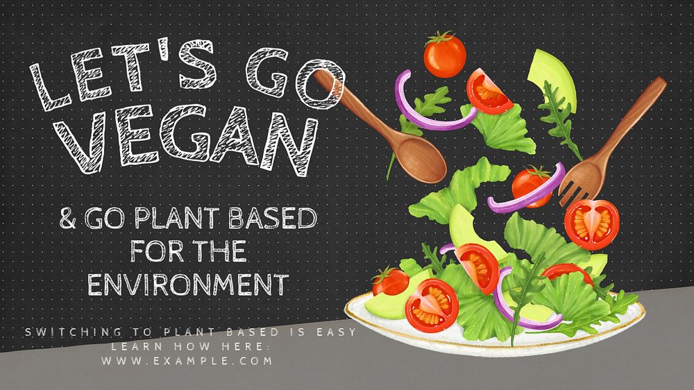 Go vegan blog banner template, editable text