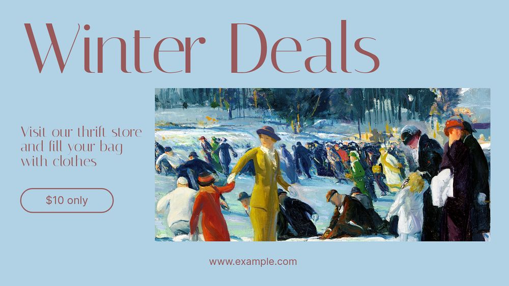 Winter deals blog banner template, editable text