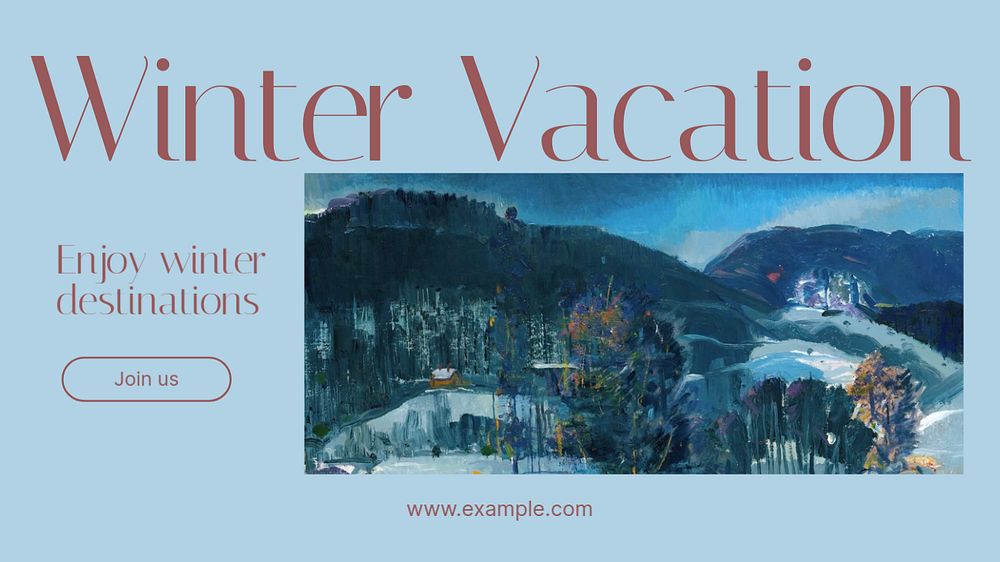 Winter vacation blog banner template, editable text