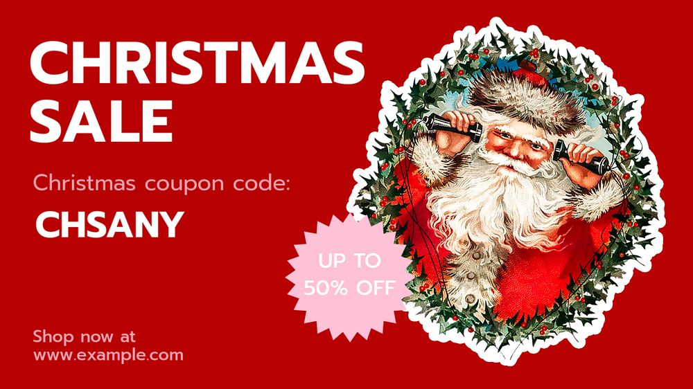 Christmas sale blog banner template, editable text