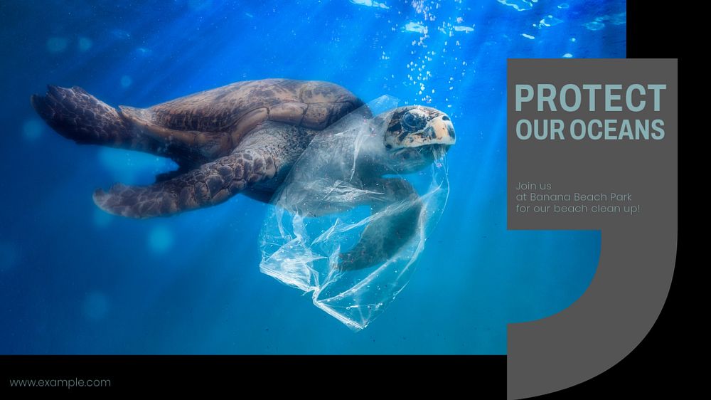 Protect our oceans blog banner template, editable text