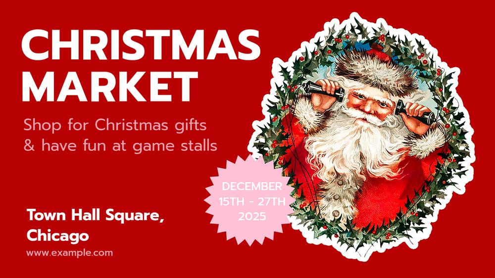 Christmas market blog banner template, editable text