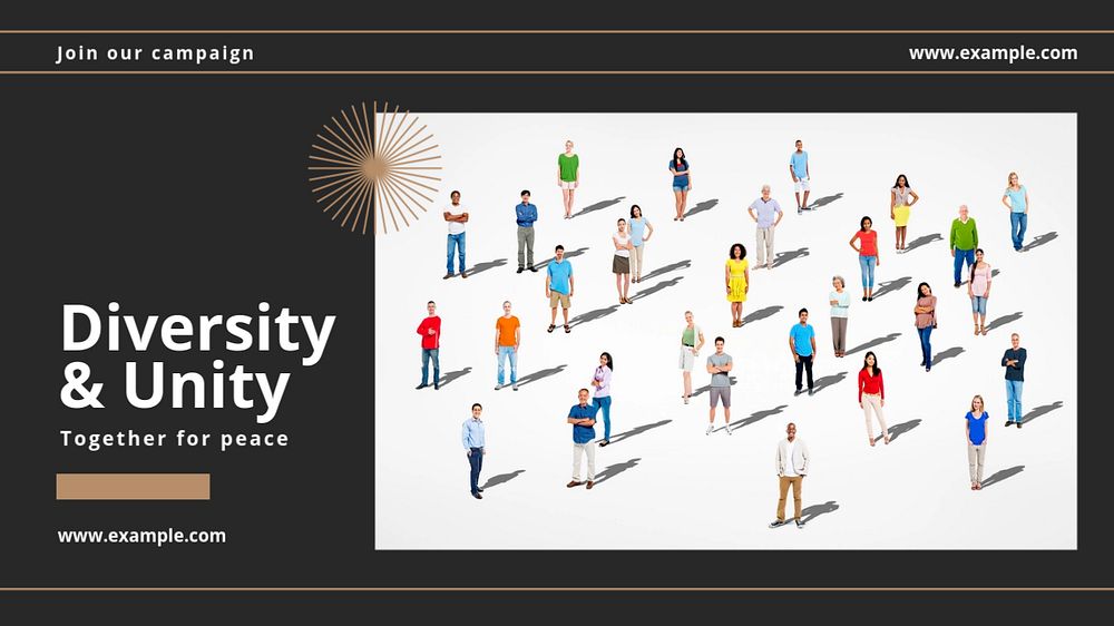 Diversity & unity blog banner template, editable text