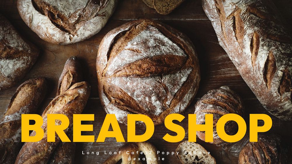 Bread shop blog banner template, editable text