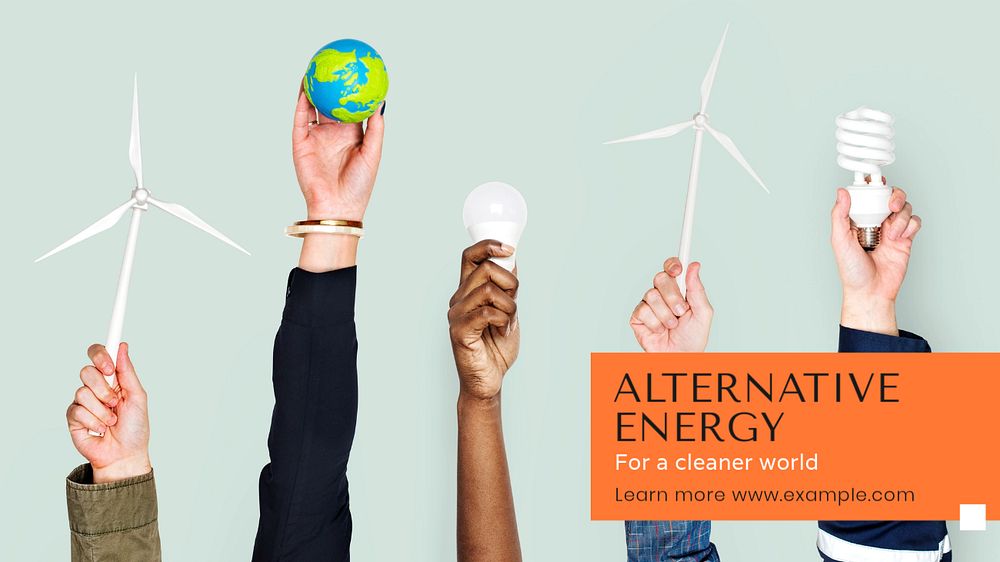 Alternative energy blog banner template, editable text